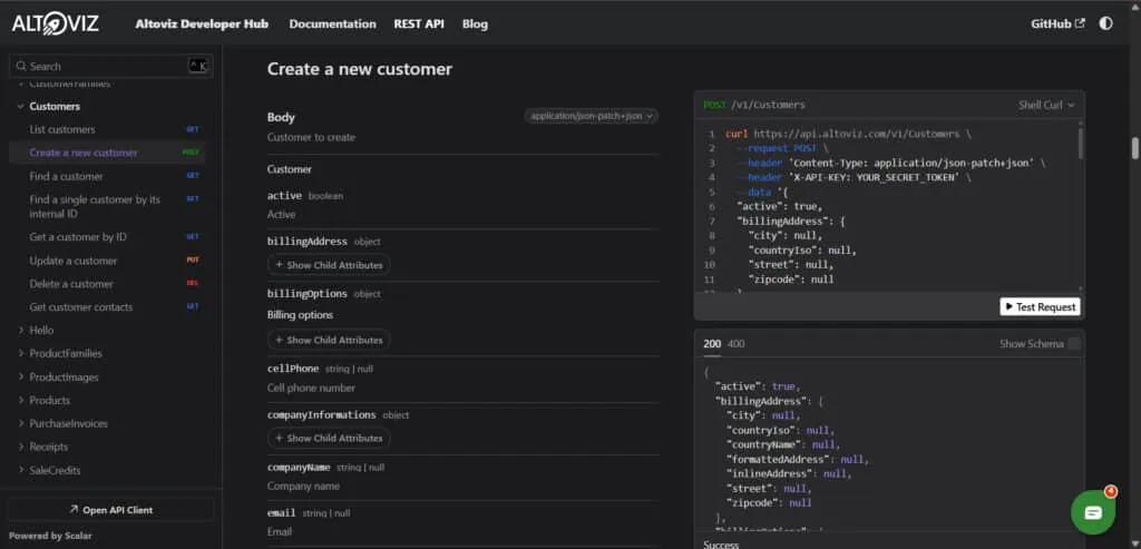 Nouvelle documentation des API Altoviz avec exécution directe des requêtes