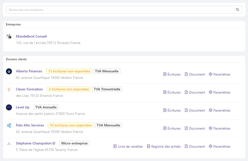 Dossiers des clients