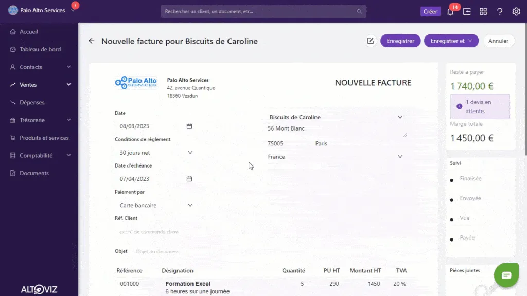 Association d’une facture d’acompte