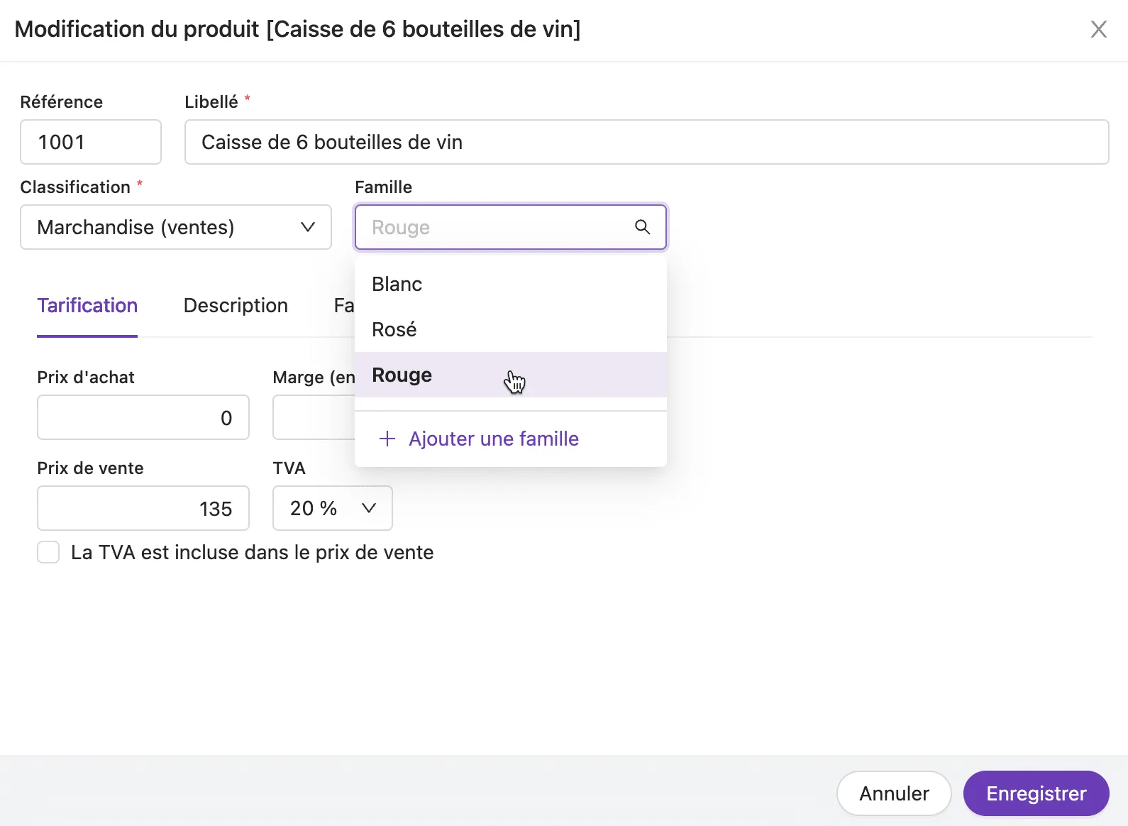 Famille de produits