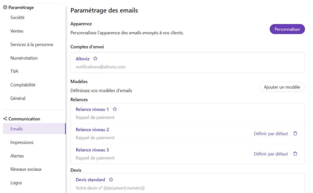 Multiples modèles d’e-mails