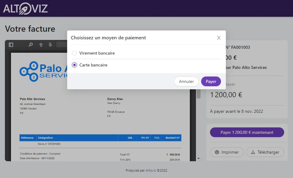 Règlement en ligne