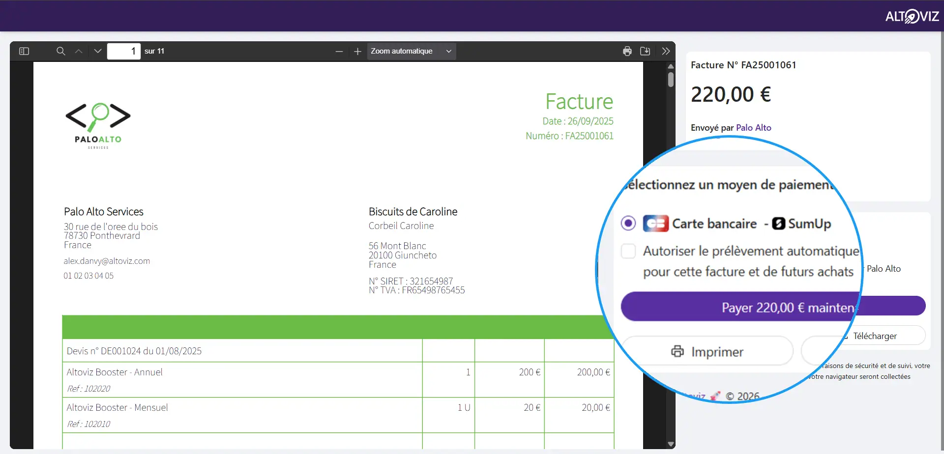 Paiement en ligne avec SumUp