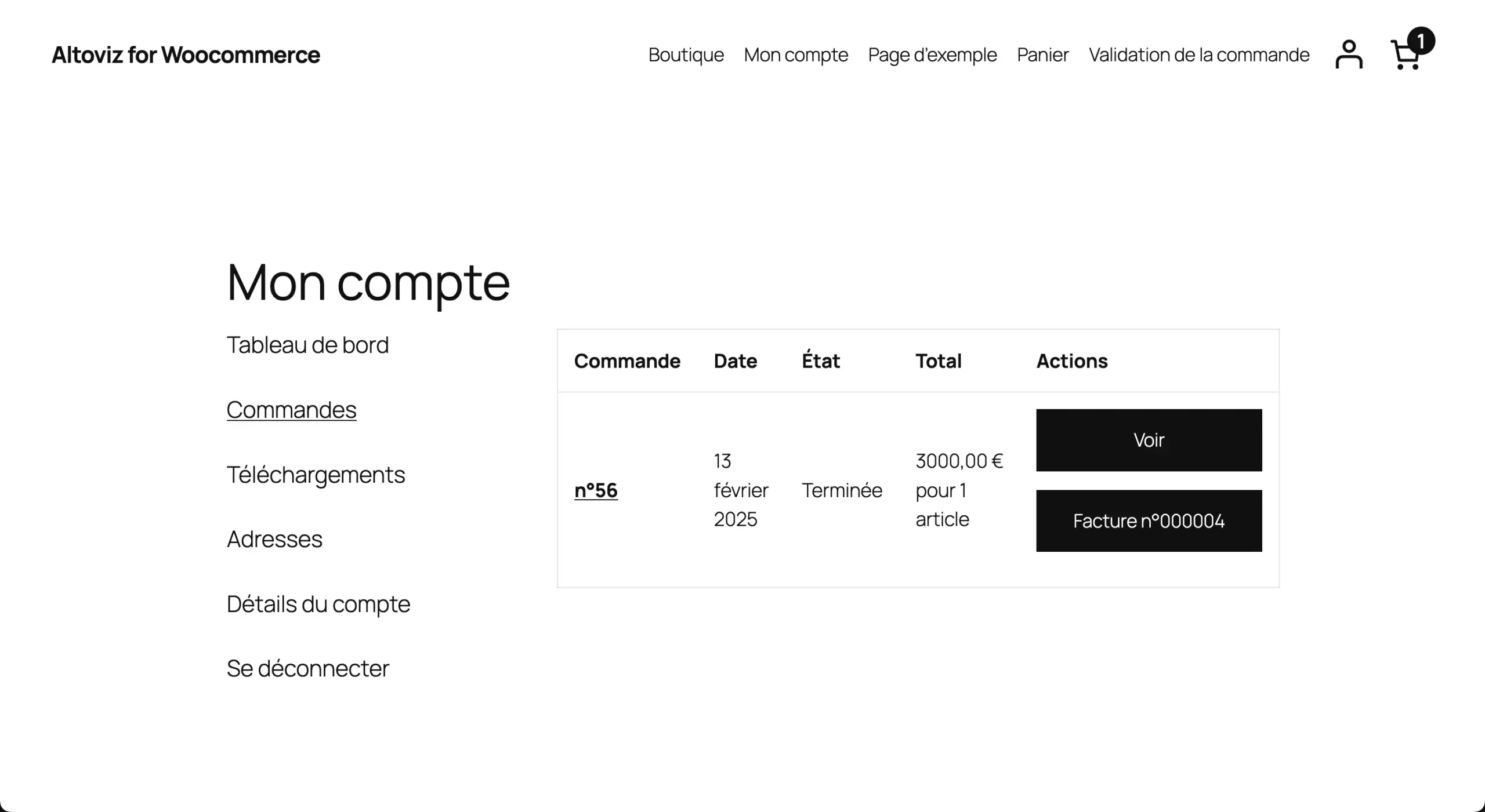 Mon compte WooCommerce